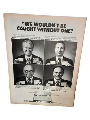 1977 Carte Blanche Credit Card Original Print ad 70s