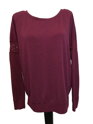 YOGALISCIOUS Burgundy Round Neck Long Sleeve Knit Top Sz L | eBay
