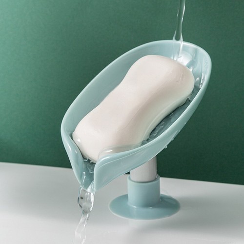 Bathroom Leaf Shape Drain Soap Box Dish Holder Storage Suction Saver Soapbox UK - Picture 2 of 12