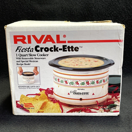 Rival Fiesta Crock-Ette Cottura lenta 1 quarto scatola originale documenti modello 3200 - Foto 9 di 11