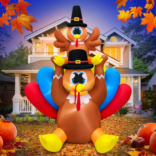 6ft Thanksgiving Inflatable 🦃 Turkey LED Fall Garden Lawn Autumn Harvest NEW - Picture 2 of 15