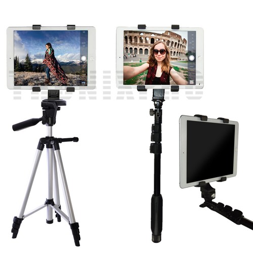 Staffa supporto morsetto treppiede tablet adattatore filettato 1/4" per iPad Tab 7-12" - Foto 2 di 12