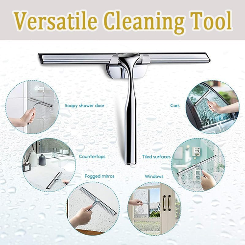 Squeegee for Shower Glass, Stainless Steel Shower Squeegee for Glass Doors, Bath - Picture 3 of 7