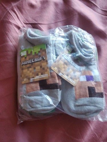 New Minecraft Socks 10 Pairs Kids Sizes 4.5-8.5 No Show - Picture 1 of 2