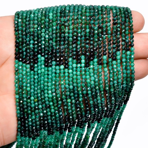 NaturalShaded Emerald Gemstone Round Faceted Beads 2.0-2.5 mm Strand 8" EB-715 - Picture 3 of 4