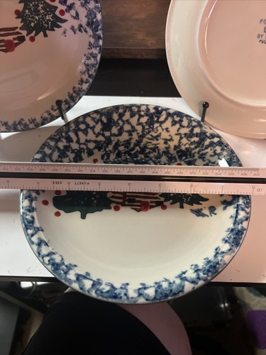 Lot of 4 - 7" Plate/Bowl Dinnerware - Tienshan Folkcraft - Cabin In The Snow - Picture 4 of 13