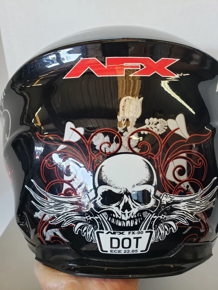 Casco de moto AFX, mediano, antiniebla, negro con gráficos, buen estado. Foto 4 de 4