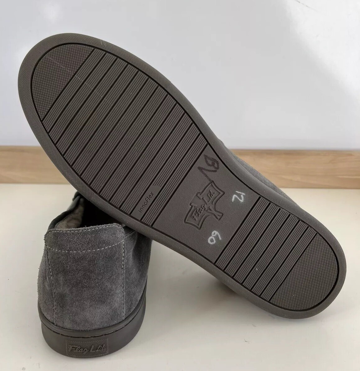 SAOLA Flag LTD Boardwalk Shearling Mocassino Suola Rigida Ciabatta Uomo Taglia 12