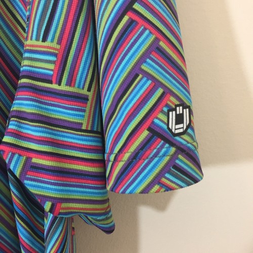 Ibkul Polo Shirt Mens XL Golf UPF 50 Colorful Chevron Athleisure Wicking - Picture 6 of 10