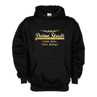 Kapuzenpullover - Wunschtext - harder better faster stronger, Hoodie (SFU10-01d)