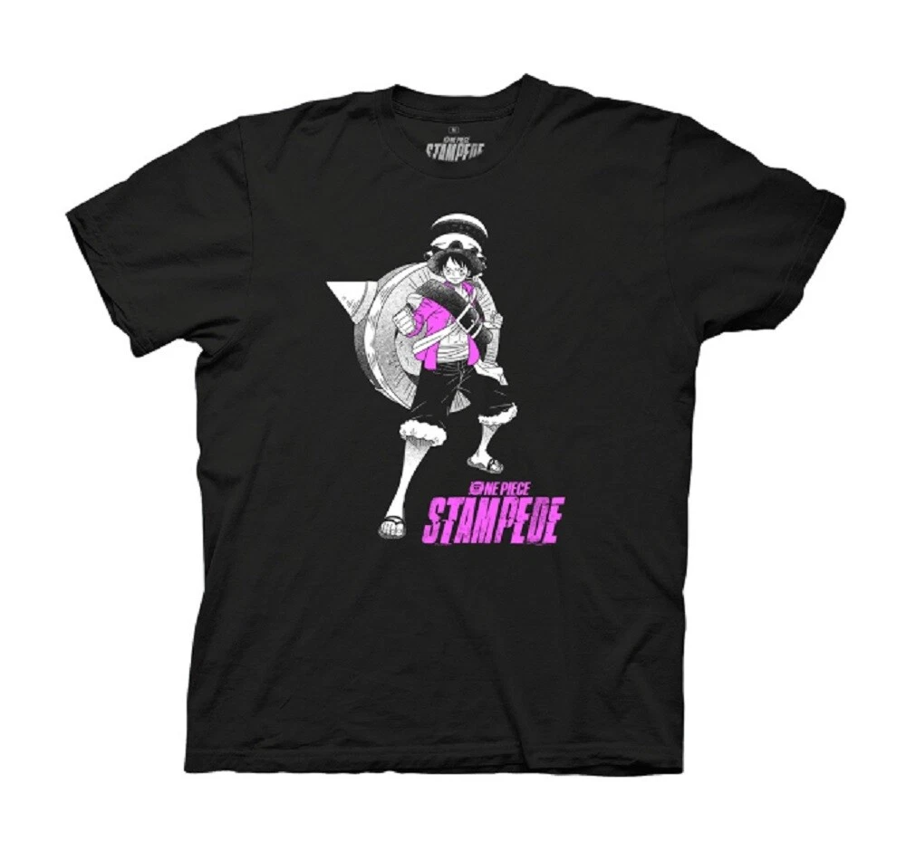 One Piece Stampede Luffy Pink Logo Anime Adult T Shirt eBay