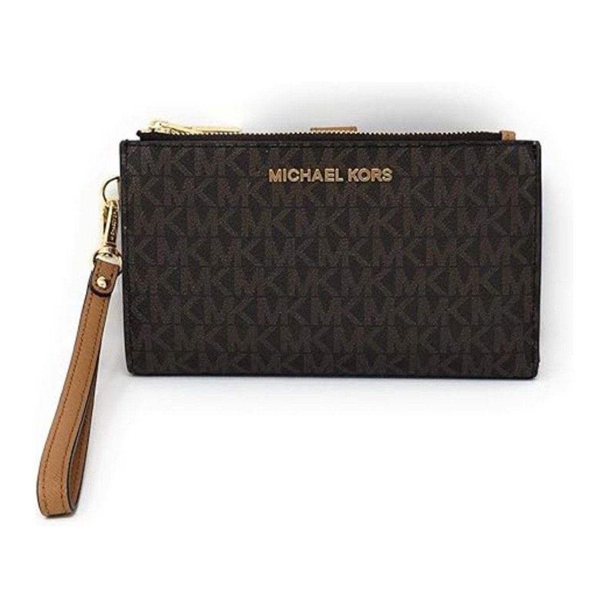 Michael Kors Jet Set Travel double Zip Wristlet Brown