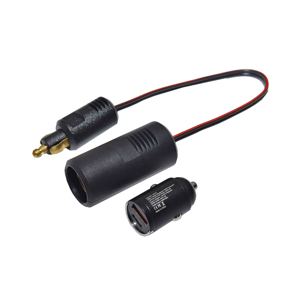 Motorrad Adapter von Bordsteckdose auf Zigarettenanzünder USB-A + C Ladeeinsatz - Bild 2 von 2