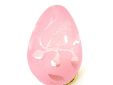 PINK GLASS EGG Solid Frosted Bird and Leaves Easter Spring