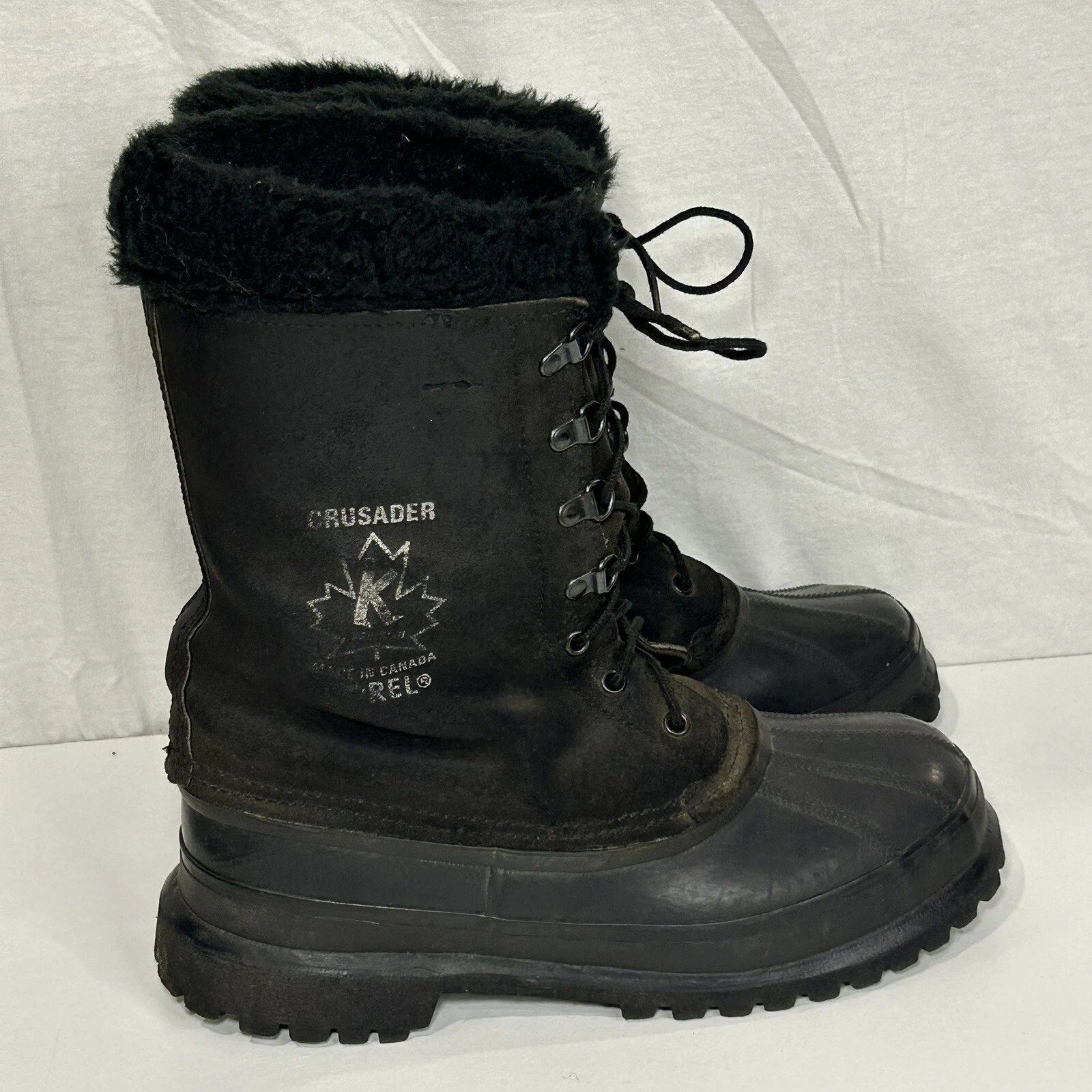 Sorel Kaufman Crusader Winter Boots men Size 7 Blk leather waterproof Duck Boots