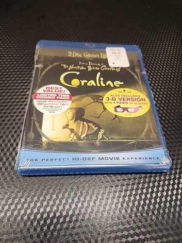 Coraline (Blu-ray, 2-Disc Set, Collectors Edition) 3D glasses FACTORY SEALED NEW - Picture 5 of 24