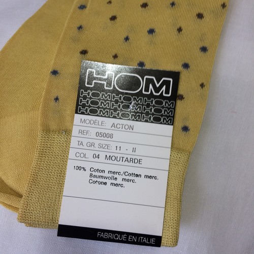 3 pairs HOM NOS vintage mens SOCKS ITALY cotton mercerized blue & yellow 11 - Picture 9 of 13