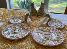 Vintage Tea Set Mercuries Garden Party Springtime Easter Bunny 9Misc Pieces 1994