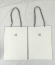 Lot of 2 Genuine Apple Store Logo White Gift Bags - 11" x 8" x 5" 