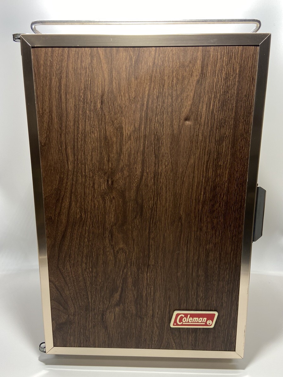 Antique Coleman Cooler vintage Upright Fridge Faux Wood 26in