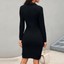 thumbnail 9 - Women Solid Turn Down Neck Long Sleeve Buttons Bodycon Dress Work Formal Suits