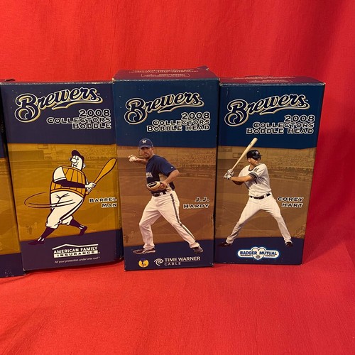 2008 Milwaukee Brewers Bobblehead Set of 6 Prince Fielder Ryan Braun Barrel Man - Picture 3 of 9
