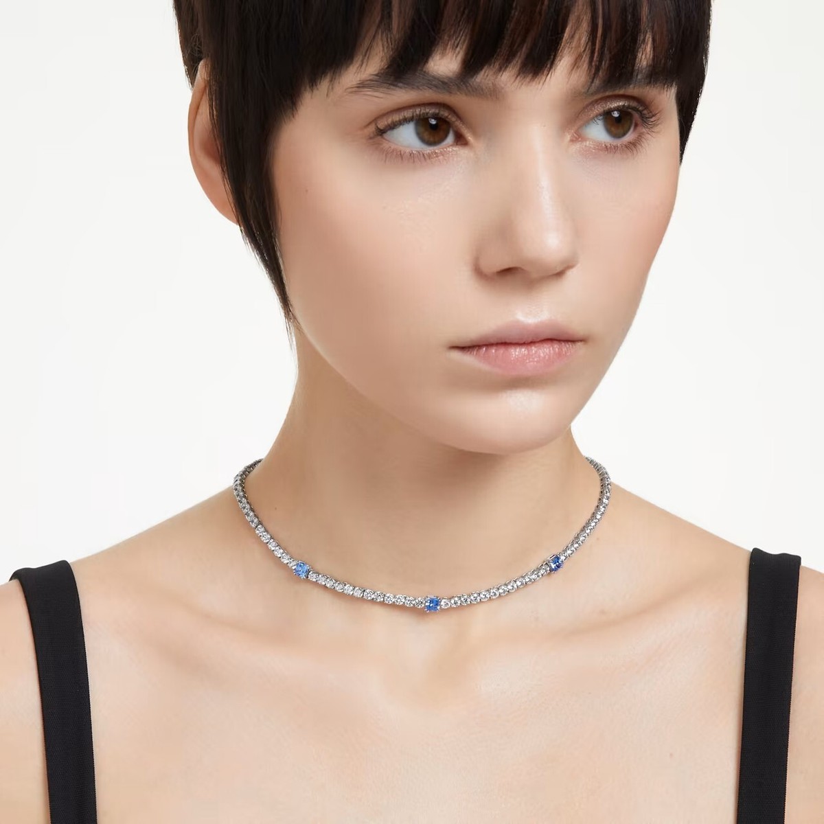 100 Authentic SWAROVSKI Sparkle Blue White Matrix Tennis Necklace