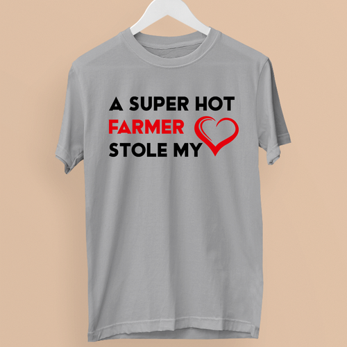 A Super Hot Farmer Stole My Heart T-Shirt Funny Romantic Farming Gift Tee - Picture 4 of 24