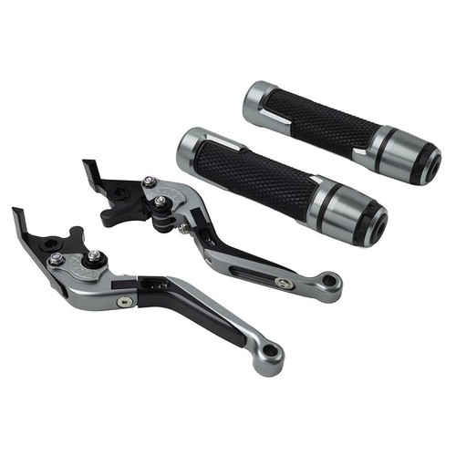 Grey Brake Clutch Levers Handlebar Grips Sets For Honda CB1100 CB1300 VFR1200/F - Picture 2 of 10