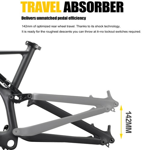 AIRWOLF M018 Carbon Suspension Mountain Bike Frame 12x148mm 29er Boost 2.6inch - Picture 11 of 24