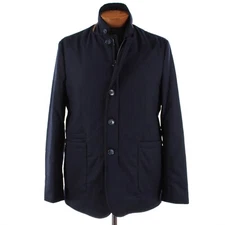 Zanella NWT Vitale Barberis Canonico Wool Car Coat w/ Suede Size L US In Navy