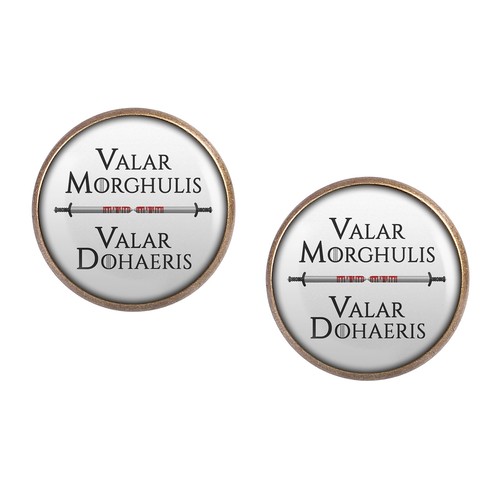 Mylery Ohrstecker Paar mit Motiv Valar Morghulis Valar Dohaeris Schwerter Blut b - Picture 4 of 6