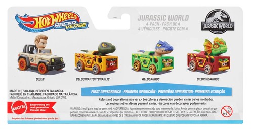 Hot Wheels RacerVerse Jurassic World 4 car pack BNIB Brand new in box - Picture 2 of 5