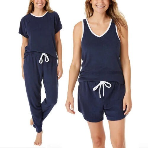 Lucky Brand Ladies' 4-piece Terry Pajama Set, Blue Iris, Size Small 4/6 - Picture 1 of 1
