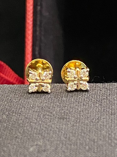 0,22 Cts Runde Brilliant Cut Natürlich Diamanten Ohrstecker In 585 Fein 14K Gold - Bild 3 von 12