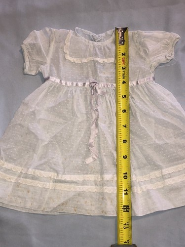 Girls Chistening Lite Blueish Dress Handmade with Swiss Dots - Picture 4 of 8