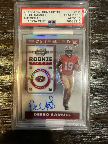 2019 Contenders Optic Deebo Samuel Rookie Ticket Auto Holo Prizm PSA 10 Auto 10