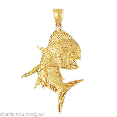 14K Yellow Gold Mahi Mahi Fish Pendant