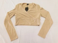 Shein Women's SXY Slim Fit Surplice Neck Crop Tee WR4 Apricot Large 