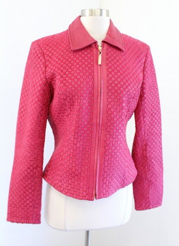 St John Coats Pink Red Woven Textured 