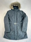 The North Face Brooklyn Parka Coat Women's XL Blue Belted Long Fur Hood Jacket