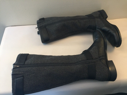 Aerosoles Ride Line Boots Gray Wool Like Fabric Black Faux Leather Size 8 - Picture 12 of 13