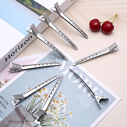 12 Pack Duck Bill Hair Clips Rustproof Metal Curl Clips for Hair