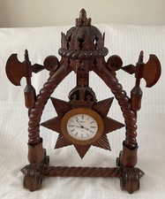 Large Hand carved WWII wooden Military Clock - Devonshire Regiment? - 57cm Tall