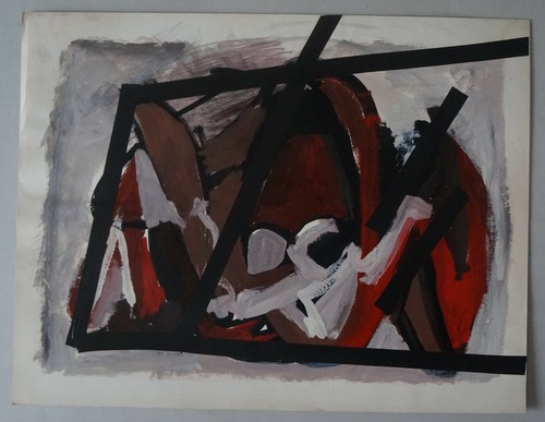 Gouache and Collage Abstract Composition by M. GOUILLARD-VIONNET - Picture 3 of 5