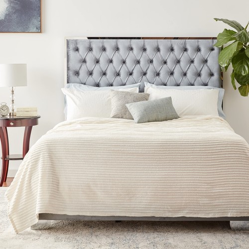 Beatrice Home Fashions Channel Chenille Bedspread, Queen, Ivory - Picture 9 of 9