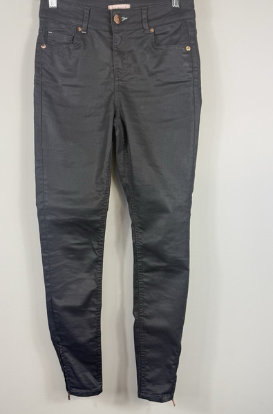 Ted Baker women's jeans black classic skinny ankle zips stretch mid rise Size 25