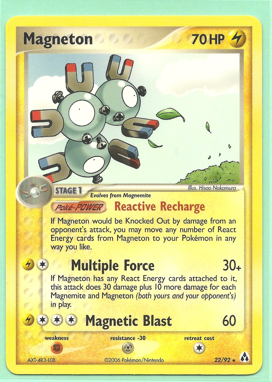 2006 POKEMON NINTENDO EX LEGEND MAKER- MAGNETON 22/92- RARE -NM/M