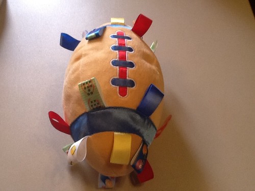 12” Taggies Touchdown Football Soft Velour Plush Baby Toy w/ Rattle Chime - Picture 5 of 6