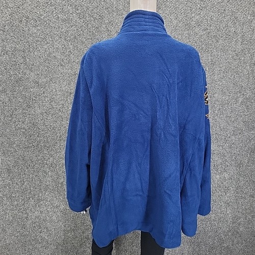Bob Mackie Embroidered Fleece Jacket with Quilted Collar 3X Plus Size Blue Coat - Picture 6 of 11